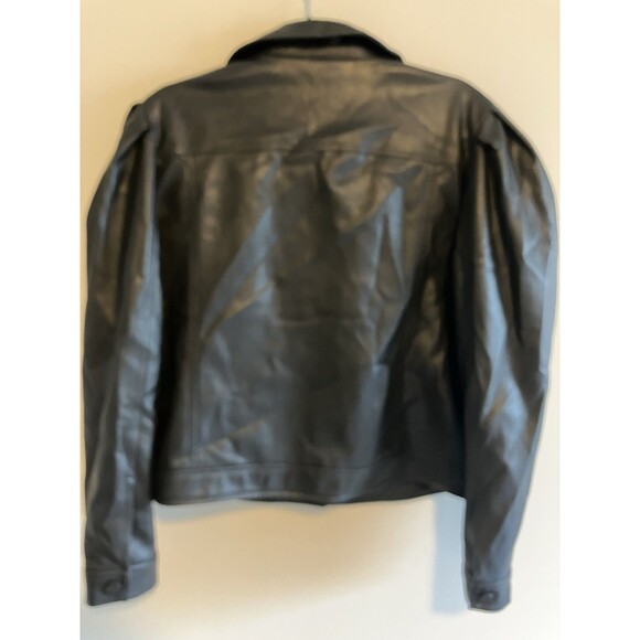 Express Black Faux Leather Cropped Jacket Puff Sleeves Y2K Inspired Large NEW - Picture 6 of 8